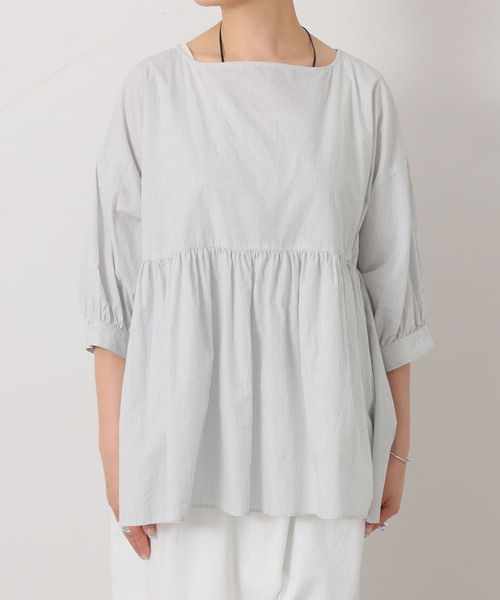 JOURNAL STANDARD LUXE（ジャーナルスタンダード　ラックス）の「タイプワッシャーギャザーブラウス（シャツ/ブラウス・レディース・ブルー/ホワイト系その他・FREE）」の13枚目の写真