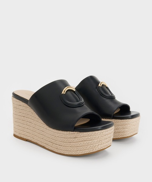 CHARLES & KEITH（チャールズ & キース）の「メタリックアクセント エスパドリーユウェッジ（サンダル・レディース・サンドベージュ/ブラック/マルーン・25cm/24.5cm/23.5cm/23cm/22.5cm/25.5cm）」の6枚目の写真