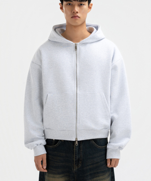 UNDEROFF(アンダーオフ)の「2wayクロップフィットフードジップアップジャケットメランジ(パーカー・メンズ・ヘザーグレー・LARGE/X-LARGE/MEDIUM)」の5枚目の写真
