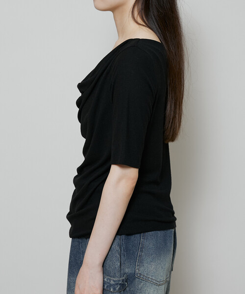 PUBLUX(パブリュクス)の「PUBLUX/パブリュクス レース レイヤード テレコ ドレープ Tシャツ 限定展開(Tシャツ/カットソー・レディース・ブラック/オフホワイト/グレー・フリ-)」の11枚目の写真