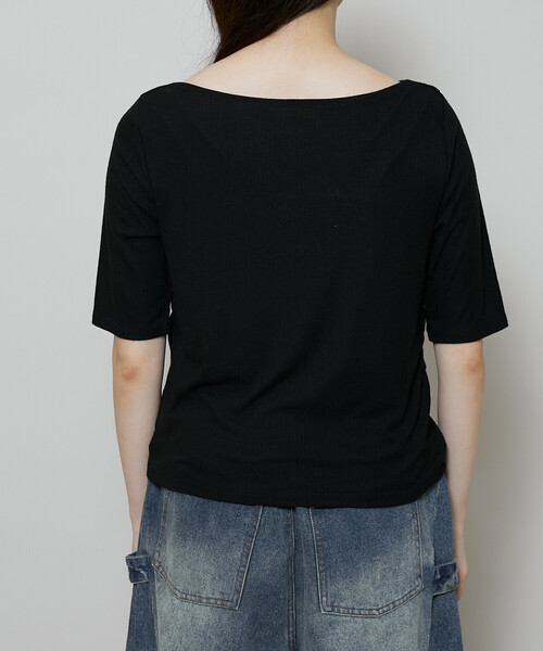 PUBLUX(パブリュクス)の「PUBLUX/パブリュクス レース レイヤード テレコ ドレープ Tシャツ 限定展開(Tシャツ/カットソー・レディース・ブラック/オフホワイト/グレー・フリ-)」の12枚目の写真