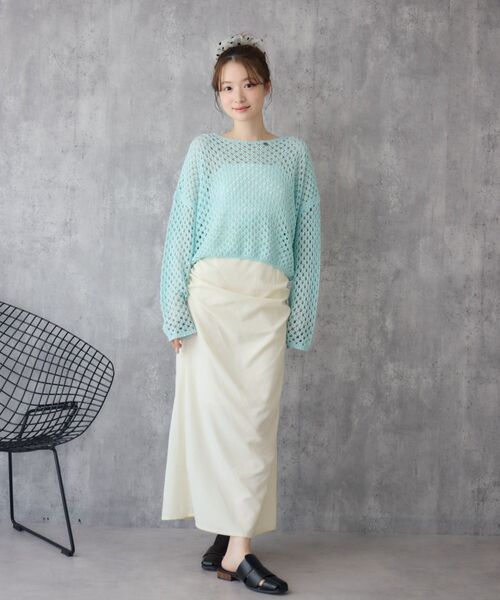 RETRO GIRL（レトロガール）の「プレート付スパンコールメッシュNT（ニット/セーター・レディース・ブルー/オフホワイト/ピンク・FREE）」の18枚目の写真