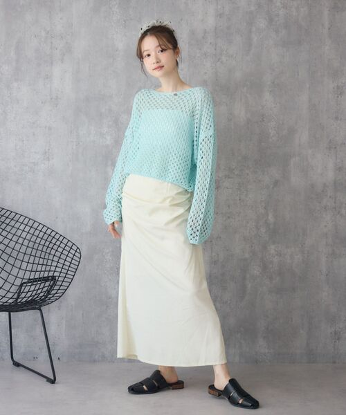 RETRO GIRL（レトロガール）の「プレート付スパンコールメッシュNT（ニット/セーター・レディース・ブルー/オフホワイト/ピンク・FREE）」の19枚目の写真