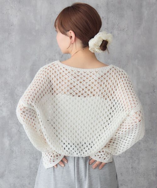 RETRO GIRL（レトロガール）の「プレート付スパンコールメッシュNT（ニット/セーター・レディース・ブルー/オフホワイト/ピンク・FREE）」の6枚目の写真