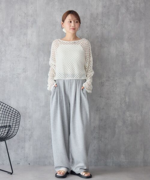 RETRO GIRL（レトロガール）の「プレート付スパンコールメッシュNT（ニット/セーター・レディース・ブルー/オフホワイト/ピンク・FREE）」の7枚目の写真
