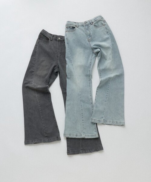goocy（グーシー）の「ストレッチデニム切替パンツ（デニムパンツ・レディース・ブルー/ブラック・SMALL/MEDIUM）」の2枚目の写真