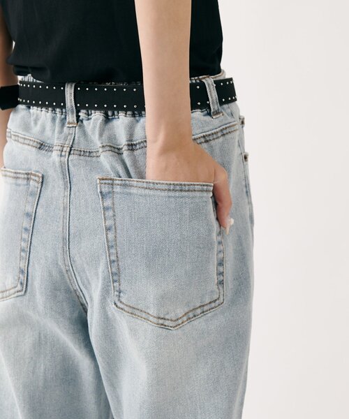 goocy（グーシー）の「ストレッチデニム切替パンツ（デニムパンツ・レディース・ブルー/ブラック・SMALL/MEDIUM）」の5枚目の写真