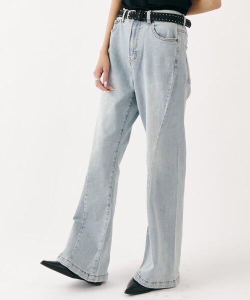 goocy（グーシー）の「ストレッチデニム切替パンツ（デニムパンツ・レディース・ブルー/ブラック・SMALL/MEDIUM）」の7枚目の写真