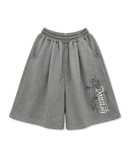 DAMISH(ダミシュ)の「エンジェルクロスワンタックワイドバミューダショーツ_グレー(スウェットパンツ・レディース・グレー・OS)」の2枚目の写真