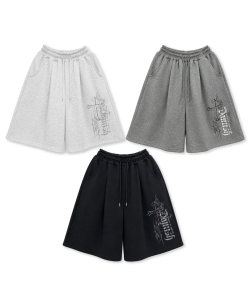 DAMISH(ダミシュ)の「エンジェルクロスワンタックワイドバミューダショーツ_グレー(スウェットパンツ・レディース・グレー・OS)」の4枚目の写真