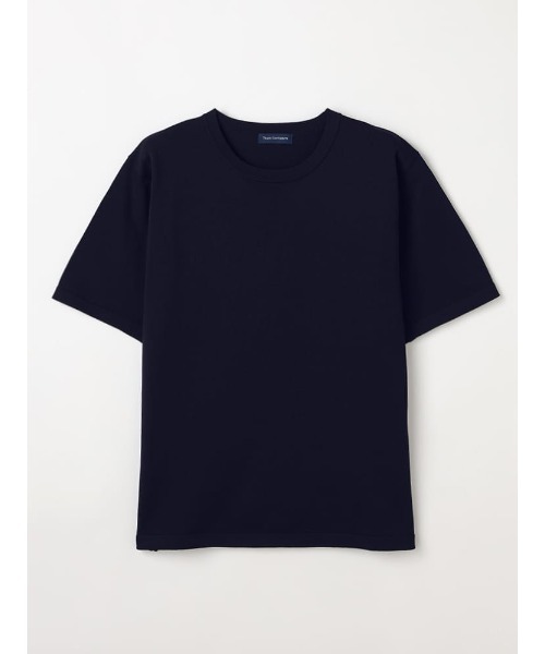 TRANS CONTINENTS（トランスコンチネンツ）の「TRANS CONTINENTS　クルーネック半袖ニットTシャツ　ホワイト/ブラック/サックス/ネイビー（Tシャツ/カットソー・メンズ・ホワイト/ブラック/サックスブルー/ネイビー・L/LL/M）」の3枚目の写真