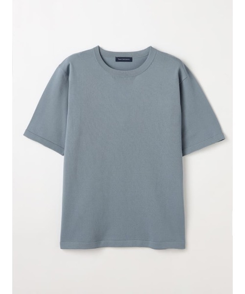 TRANS CONTINENTS（トランスコンチネンツ）の「TRANS CONTINENTS　クルーネック半袖ニットTシャツ　ホワイト/ブラック/サックス/ネイビー（Tシャツ/カットソー・メンズ・ホワイト/ブラック/サックスブルー/ネイビー・L/LL/M）」の4枚目の写真