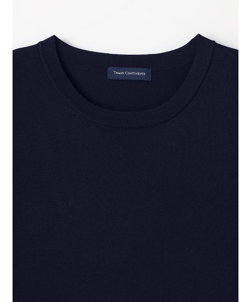 TRANS CONTINENTS（トランスコンチネンツ）の「TRANS CONTINENTS　クルーネック半袖ニットTシャツ　ホワイト/ブラック/サックス/ネイビー（Tシャツ/カットソー・メンズ・ホワイト/ブラック/サックスブルー/ネイビー・L/LL/M）」の11枚目の写真