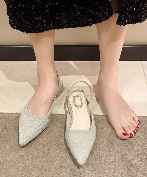 Lace Ladies(レースレディース)の「テクスチャー バックストラップ ポインテッドトゥ ヒール パンプス(パンプス・レディース・グレー/アイボリー/ブラック・22.5cm/23cm/23.5cm/24cm/24.5cm/25cm)」の11枚目の写真