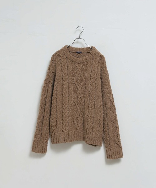 LENO（リノ）の「「LENO / リノ」ARAN KNIT CREW NECK  PULLOVER（ニット/セーター・レディース・オフホワイト/モカ/レッド・1）」の5枚目の写真