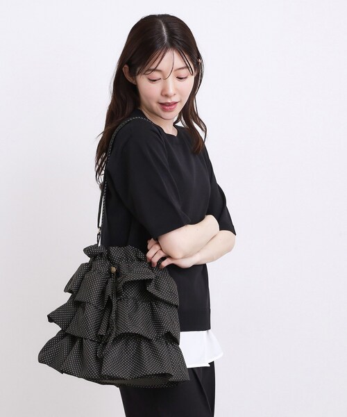 grove（グローブ）の「人気BAGにドット柄・レースが新登場！ティアードドロストショルダー（ショルダーバッグ・レディース・ブラック系5/ダークグレー/ブラック系・00）」の3枚目の写真