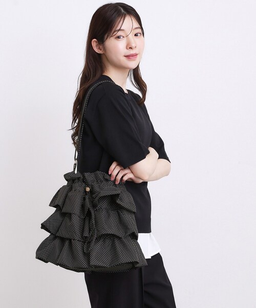 grove（グローブ）の「人気BAGにドット柄・レースが新登場！ティアードドロストショルダー（ショルダーバッグ・レディース・ブラック系5/ダークグレー/ブラック系・00）」の8枚目の写真