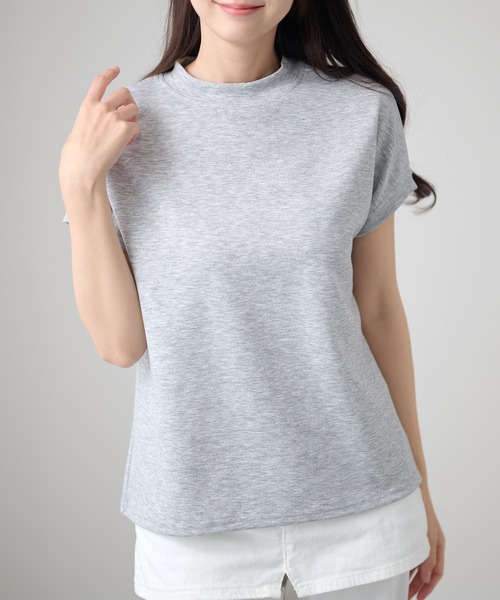 DAYRA(デイラ)の「ソリッドカラー ボトルネック ポンチ 半袖 トップス(Tシャツ/カットソー・レディース・ライトグレー/ダークグレー/ホワイト/ブラック・FREE)」の3枚目の写真