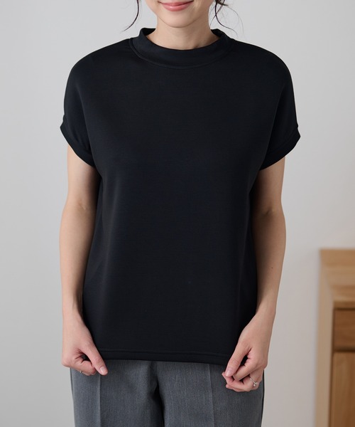 DAYRA(デイラ)の「ソリッドカラー ボトルネック ポンチ 半袖 トップス(Tシャツ/カットソー・レディース・ライトグレー/ダークグレー/ホワイト/ブラック・FREE)」の1枚目の写真
