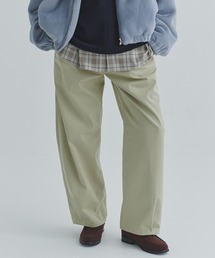 Frosted Wash Waist & Hem Tuck Chino Wide Pants