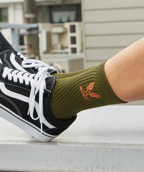 AVIREX(アヴィレックス)の「AVIREX/アビレックス Air Force Embroidery SOCKS エアフォース 刺繍 ソックス 靴下 3足組 3足セット クルー丈ソックス メンズ 2026年 夏 夏服(ソックス/靴下・メンズ・マルチ・25-27)」の5枚目の写真