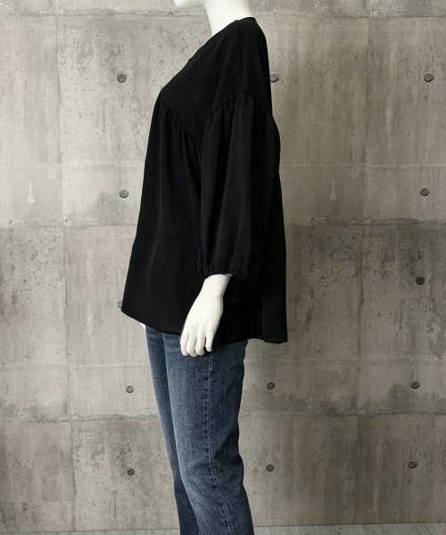 Miniministore(ミニミニストア)の「Vネックシャツブラウス 七分袖 ゆったり(シャツ/ブラウス・レディース・ブラック/ホワイト・FREE)」の18枚目の写真