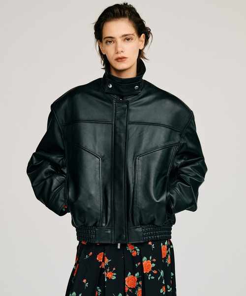 PRANK PROJECT(プランクプロジェクト)の「【2026Autumn Pre-Order】タックポケットハイネックレザーブルゾン / Tuck Pocket High-Neck Leather Blouson(ブルゾン・レディース・ブラック・FREE)」の1枚目の写真
