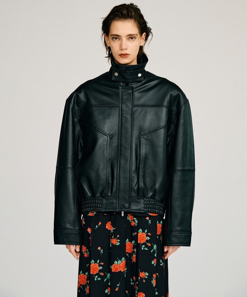 PRANK PROJECT(プランクプロジェクト)の「【2026Autumn Pre-Order】タックポケットハイネックレザーブルゾン / Tuck Pocket High-Neck Leather Blouson(ブルゾン・レディース・ブラック・FREE)」の6枚目の写真