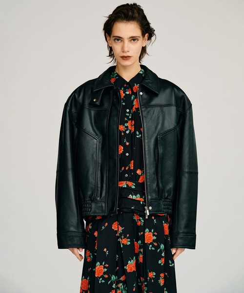 PRANK PROJECT(プランクプロジェクト)の「【2026Autumn Pre-Order】タックポケットハイネックレザーブルゾン / Tuck Pocket High-Neck Leather Blouson(ブルゾン・レディース・ブラック・FREE)」の5枚目の写真