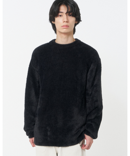 Hairy crewneck knit свитер с гладкой фактурой черный