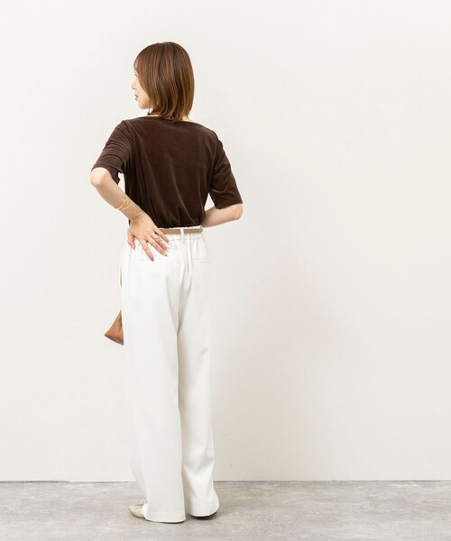 NOLLEY’S(ノーリーズ)の「ウォッシャブルカルゼイージーワイドパンツ(その他パンツ・レディース・ホワイト/ネイビー/ピンク/チャコールグレー・34/40/38/36)」の16枚目の写真
