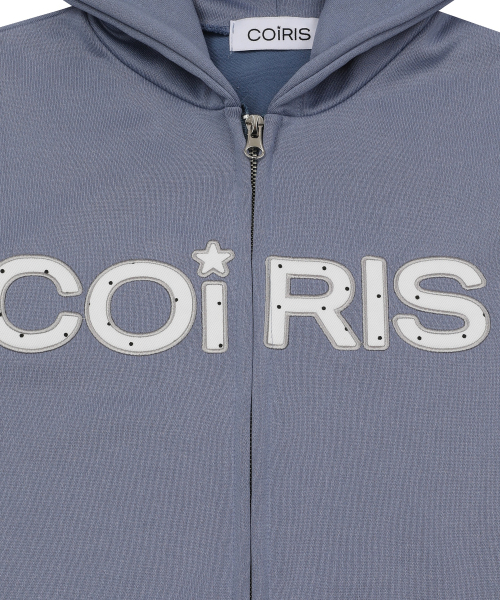 COIRIS(コイリス)の「ラベオドットアップリケロゴフードジップアップ 男女共用 (2カラー)(パーカー・レディース・スカイブルー/ブラック・FREE)」の5枚目の写真
