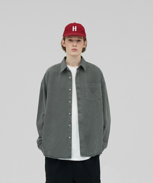 STENDS（ステンズ）の「[M~4XL] ピグメントウォッシングシャツ_ディープカーキ（シャツ/ブラウス・メンズ・その他・XX-LARGE/XXX-LARGE/X-LARGE/LARGE/MEDIUM）」の13枚目の写真