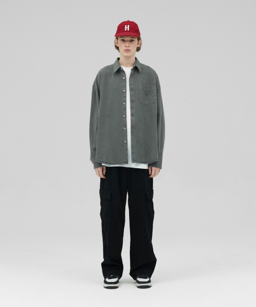 STENDS（ステンズ）の「[M~4XL] ピグメントウォッシングシャツ_ディープカーキ（シャツ/ブラウス・メンズ・その他・XX-LARGE/XXX-LARGE/X-LARGE/LARGE/MEDIUM）」の14枚目の写真