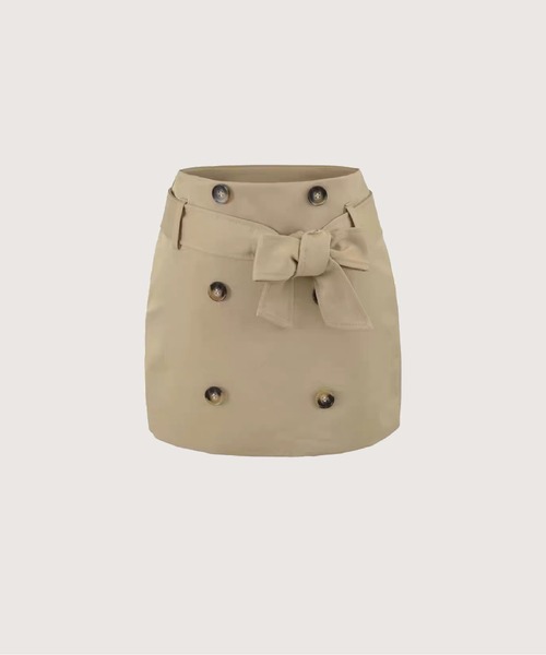 Trench-Inspired Belted Mini Skirt/トレンチ風ベルト付きミニスカート