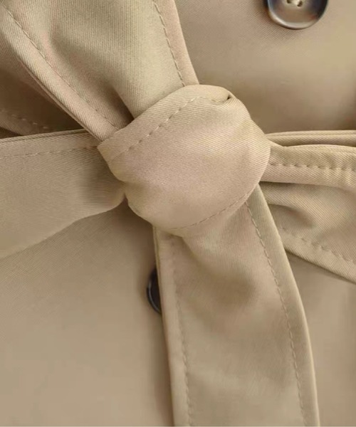 LA POMME petit(ラポミ・プチ)の「Trench-Inspired Belted Mini Skirt/トレンチ風ベルト付きミニスカート(スカート・レディース・ブラック/カーキ・MEDIUM/SMALL/LARGE)」の3枚目の写真