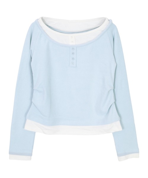 miette(ミエット)の「配色レイヤード風起毛トップス(Tシャツ/カットソー・レディース・チャコール/ブラック/ライトブルー・M/L)」の8枚目の写真