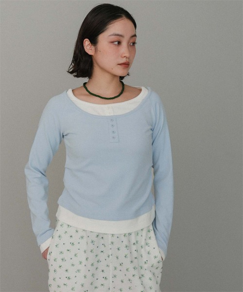 miette(ミエット)の「配色レイヤード風起毛トップス(Tシャツ/カットソー・レディース・チャコール/ブラック/ライトブルー・M/L)」の22枚目の写真