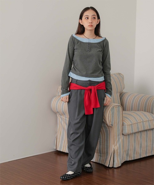 miette(ミエット)の「配色レイヤード風起毛トップス(Tシャツ/カットソー・レディース・チャコール/ブラック/ライトブルー・M/L)」の20枚目の写真