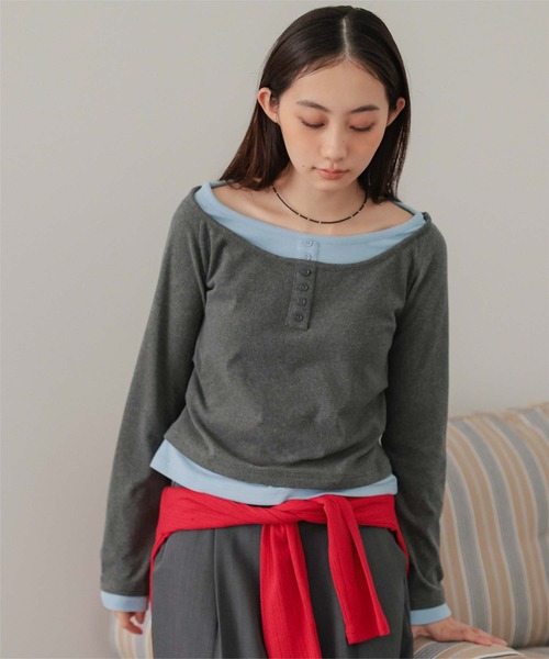 miette(ミエット)の「配色レイヤード風起毛トップス(Tシャツ/カットソー・レディース・チャコール/ブラック/ライトブルー・M/L)」の21枚目の写真