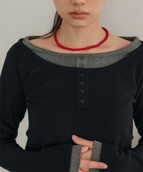 miette(ミエット)の「配色レイヤード風起毛トップス(Tシャツ/カットソー・レディース・チャコール/ブラック/ライトブルー・M/L)」の13枚目の写真