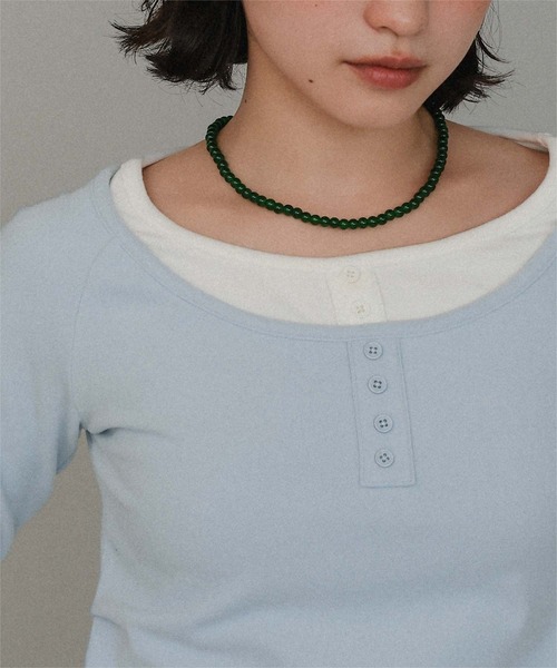 miette(ミエット)の「配色レイヤード風起毛トップス(Tシャツ/カットソー・レディース・チャコール/ブラック/ライトブルー・M/L)」の5枚目の写真
