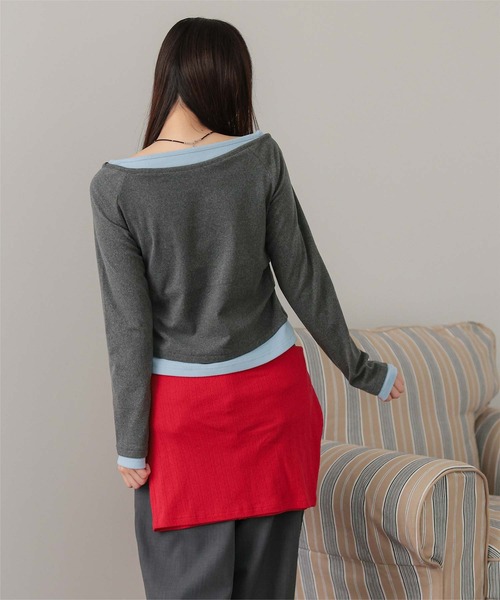 miette(ミエット)の「配色レイヤード風起毛トップス(Tシャツ/カットソー・レディース・チャコール/ブラック/ライトブルー・M/L)」の17枚目の写真