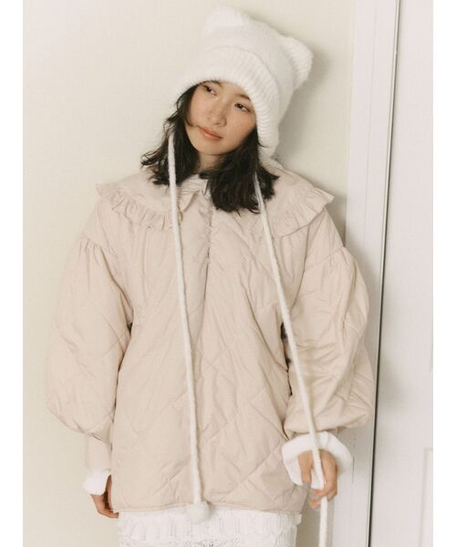 merry jenny（メリージェニー）の「Bear Ear Knit Cap（ニットキャップ/ビーニー・レディース・ベージュ/オフホワイト/グレー・FREE）」の8枚目の写真