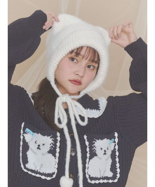 merry jenny（メリージェニー）の「Bear Ear Knit Cap（ニットキャップ/ビーニー・レディース・ベージュ/オフホワイト/グレー・FREE）」の10枚目の写真