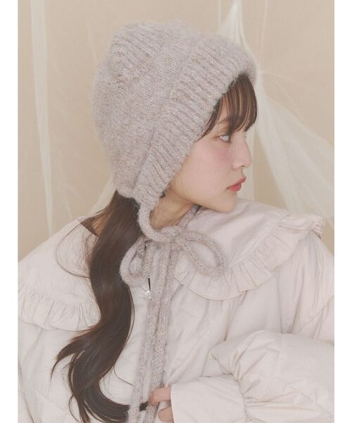 merry jenny（メリージェニー）の「Bear Ear Knit Cap（ニットキャップ/ビーニー・レディース・ベージュ/オフホワイト/グレー・FREE）」の14枚目の写真