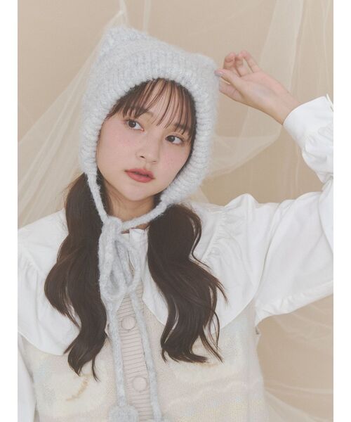 merry jenny（メリージェニー）の「Bear Ear Knit Cap（ニットキャップ/ビーニー・レディース・ベージュ/オフホワイト/グレー・FREE）」の18枚目の写真
