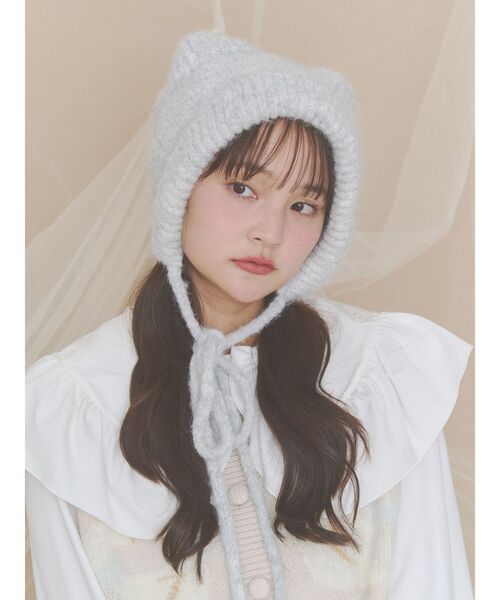 merry jenny（メリージェニー）の「Bear Ear Knit Cap（ニットキャップ/ビーニー・レディース・ベージュ/オフホワイト/グレー・FREE）」の19枚目の写真