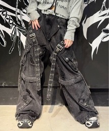 CHRIS C(クリス C)2WAY ベルト デニム ワイドカーゴパンツ【セットアップ対応可】