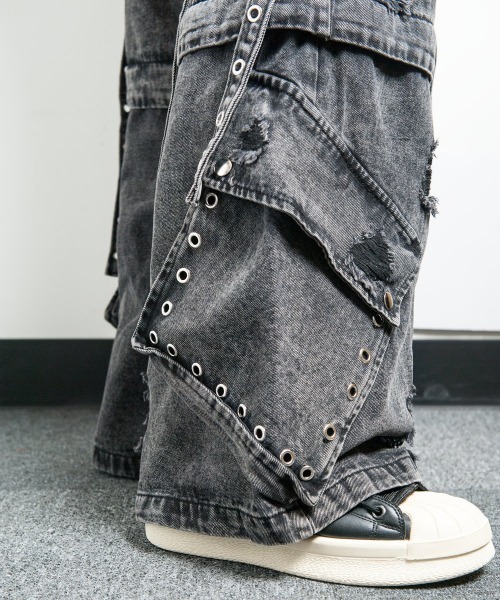 BACKSTAGE PASS(バックステージパス)の「CHRIS C(クリス C)2WAY ベルト デニム ワイドカーゴパンツ【セットアップ対応可】(デニムパンツ・メンズ・ブラック系その他・FREE)」の17枚目の写真